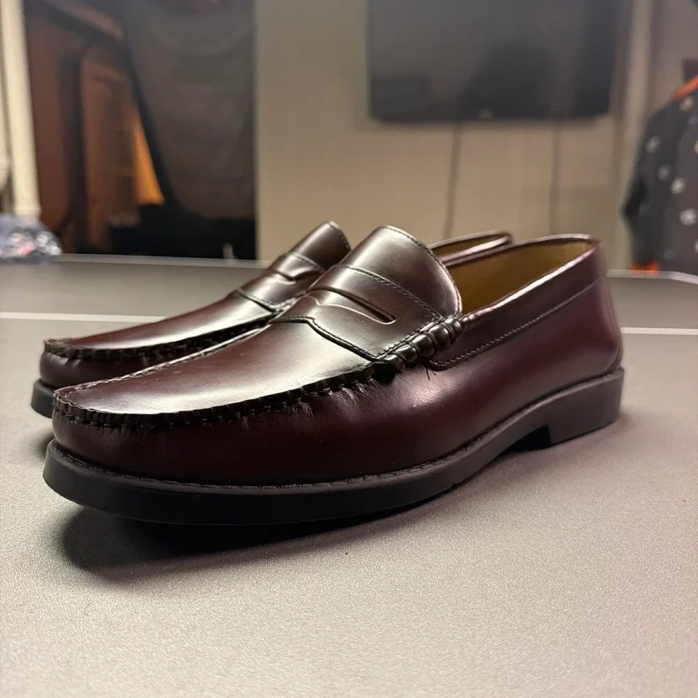 Nunn Bush Men's Burgundy Leather Penny Loafers Comfort Gel Dress Shoes Size 11M